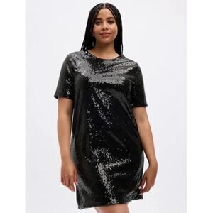 Gap Black Sequin Mini Dress Size XXL Tall Party Cocktail NYE